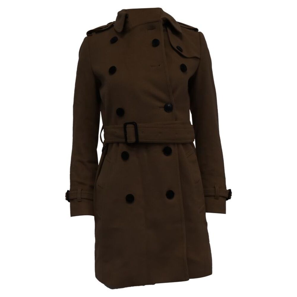 Burberry Double-Breasted Peacoat in Beige Wool